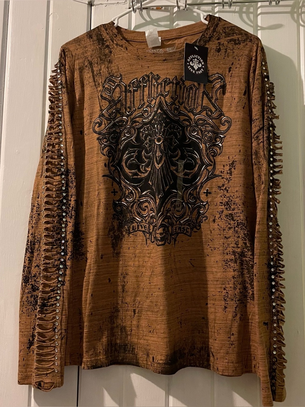 AFFLICTION Live Fast bling tee- women’s X-large NWT